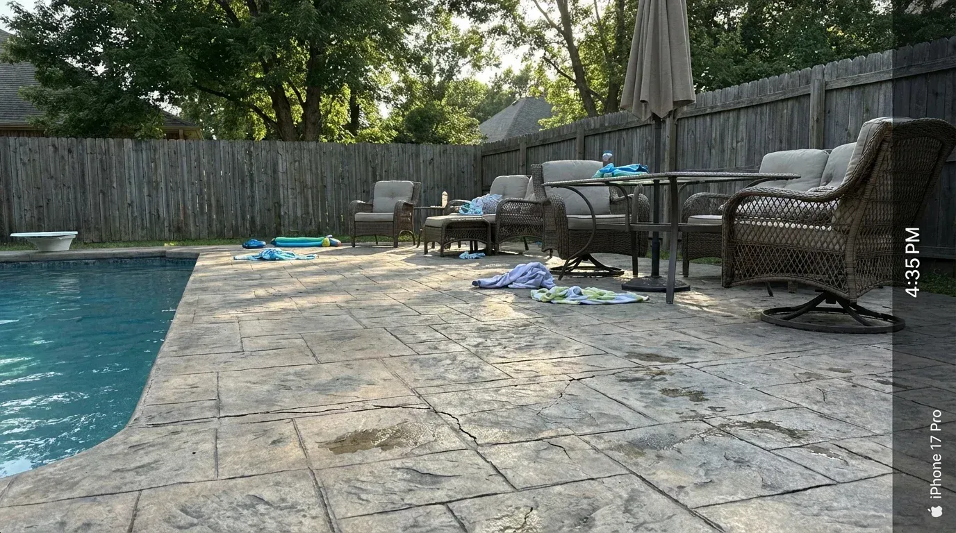 Pool Deck Concrete process close-up